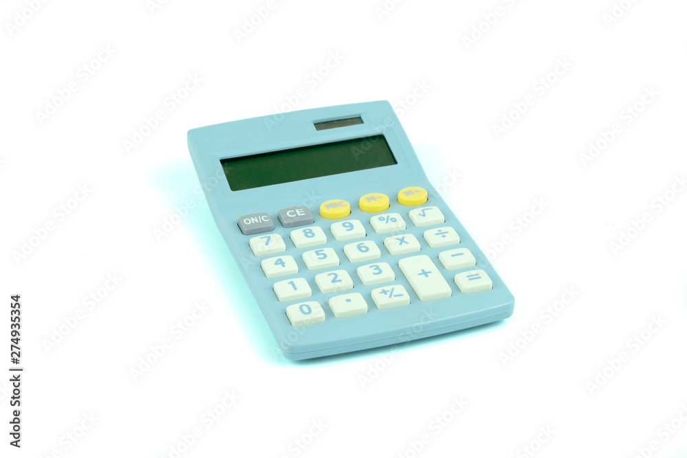 A small digital calculator isolated on white background with clipping path. A small digital calculator isolated on white background with clipping path.