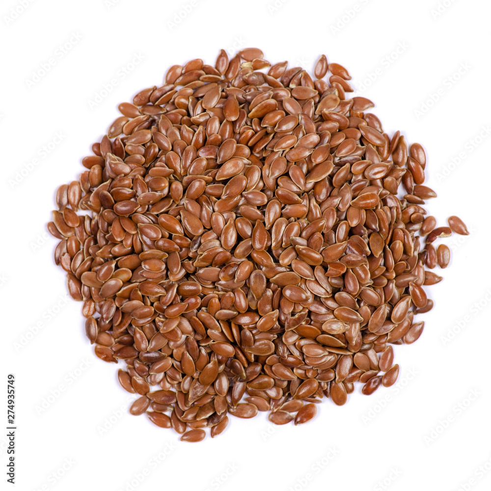 flax seeds cereal organic on white background isolation, top view flax seeds cereal organic on white background isolation, top view