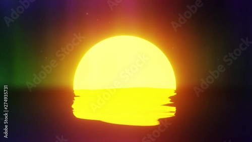 3D rendered yellow abstract with reflection in water waves looks like sun shining with copy space