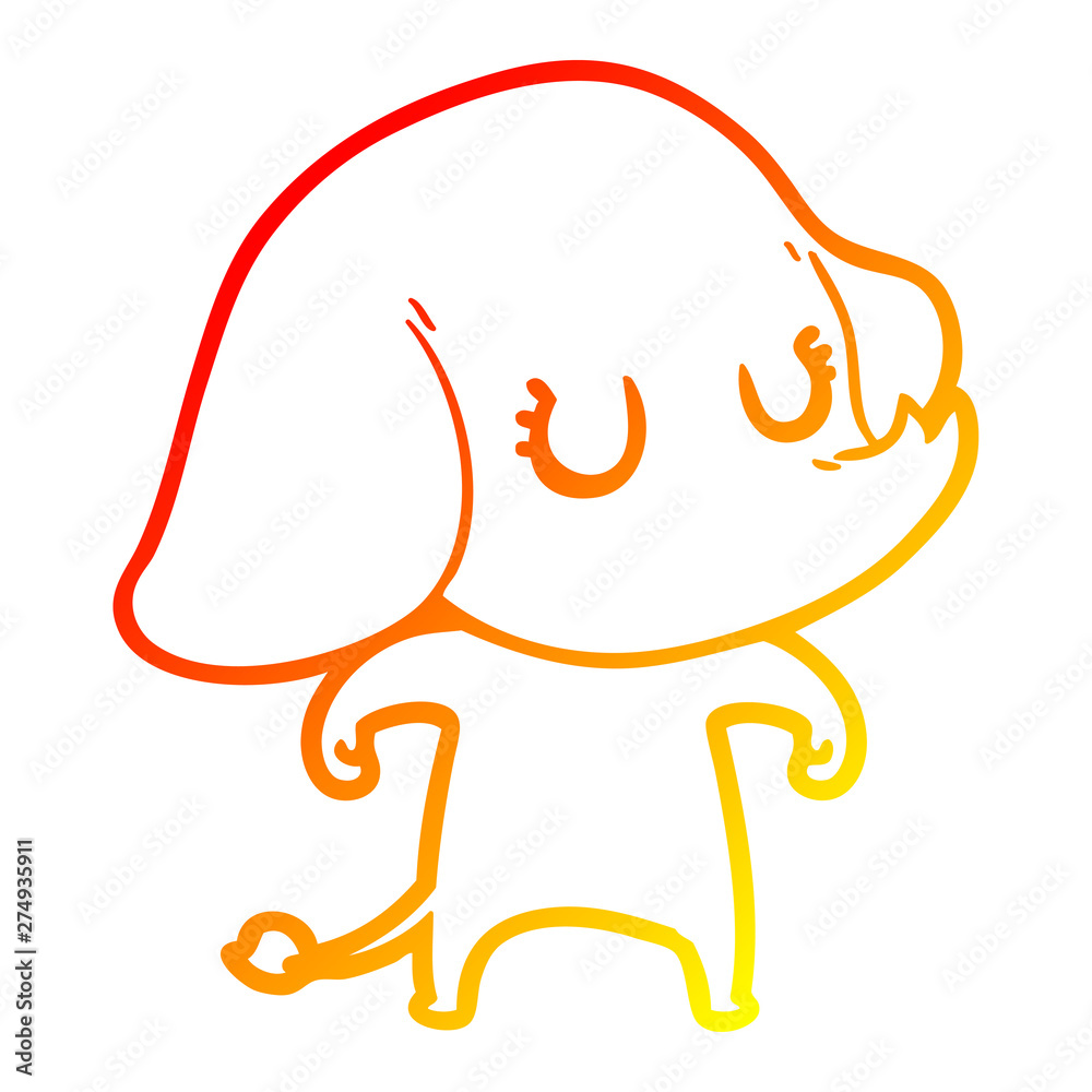 warm gradient line drawing cute cartoon elephant warm gradient line drawing cute cartoon elephant