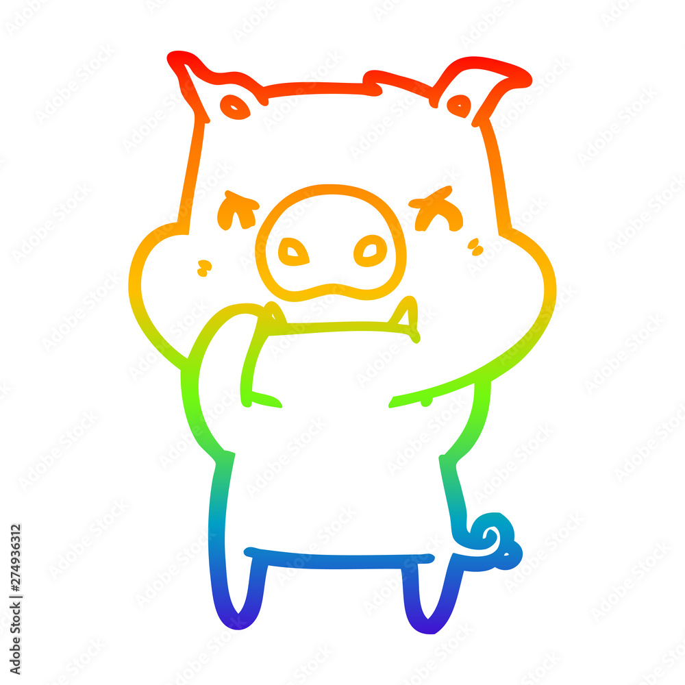rainbow gradient line drawing angry cartoon pig rainbow gradient line drawing angry cartoon pig