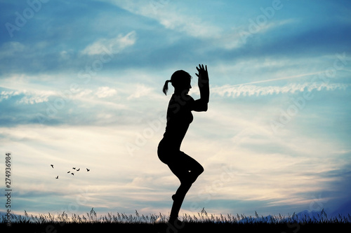 yoga pose at sunset