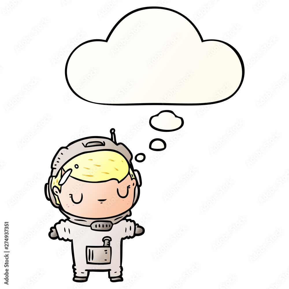 cartoon astronaut and thought bubble in smooth gradient style cartoon astronaut and thought bubble in smooth gradient style