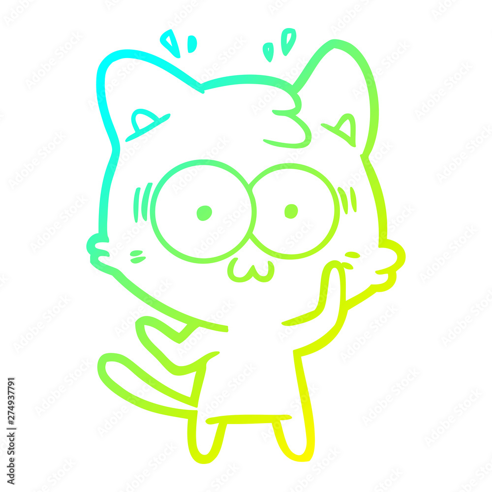 cold gradient line drawing cartoon surprised cat cold gradient line drawing cartoon surprised cat