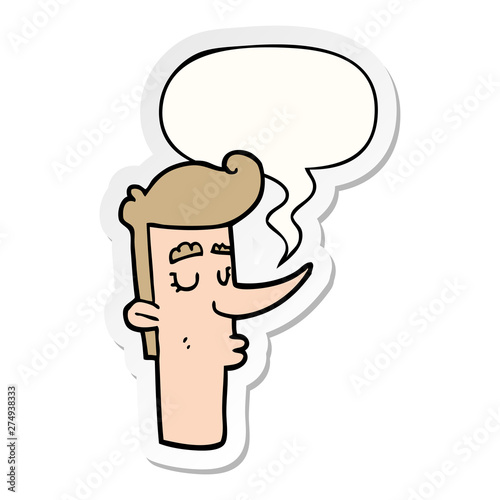 cartoon arrogant man and speech bubble sticker