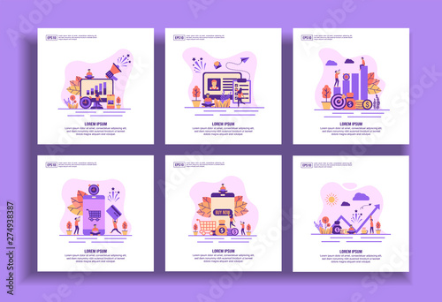 Set of modern flat design templates for Business, marketing, recruitment, profit, online hopping. Easy to edit and customize. Modern Vector illustration concepts for business