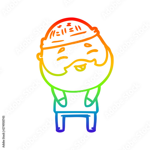 rainbow gradient line drawing cartoon happy bearded man