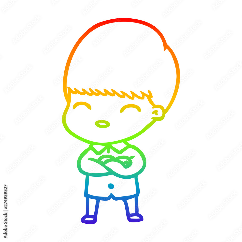 rainbow gradient line drawing happy cartoon boy rainbow gradient line drawing happy cartoon boy