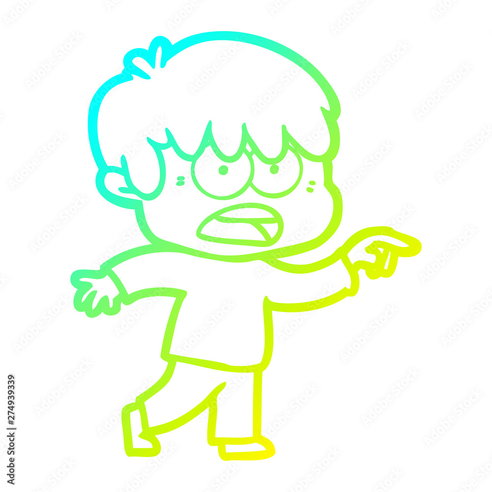 cold gradient line drawing worried cartoon boy cold gradient line drawing worried cartoon boy