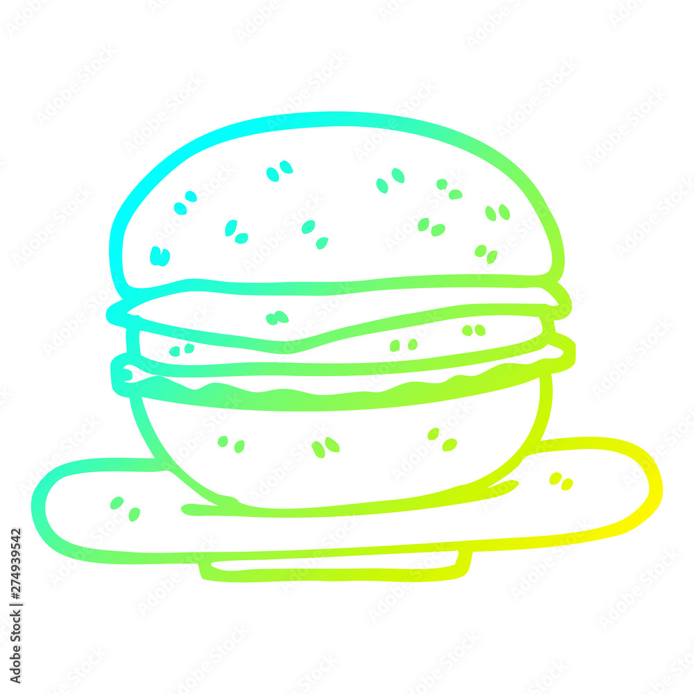 cold gradient line drawing cartoon burger