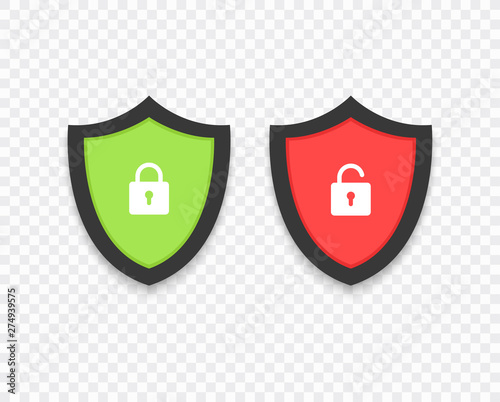 Data security and protection. Check marks v and x. Protection, safety, security icons. Vector illustration.
