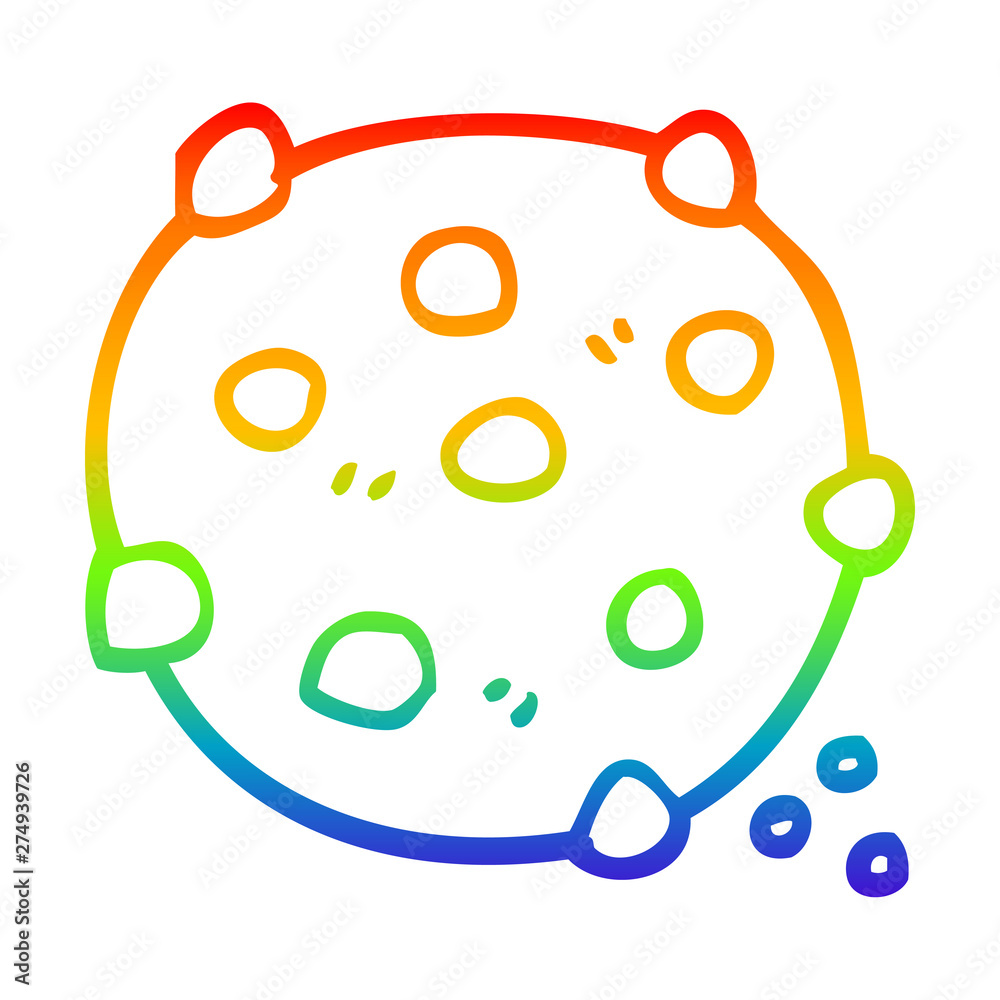 rainbow gradient line drawing cartoon chocolate chip cookie rainbow gradient line drawing cartoon chocolate chip cookie
