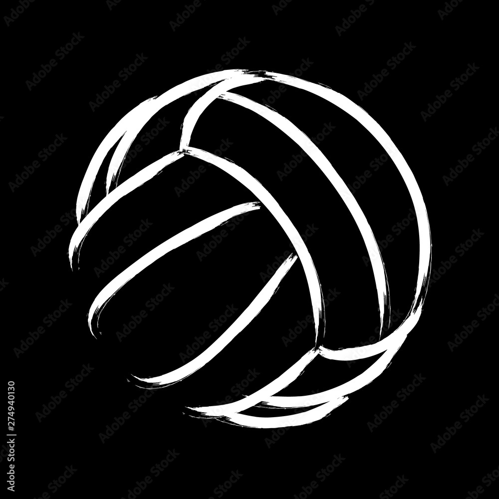 Stylized illustration hand drawing of a volleyball with a halftone ...
