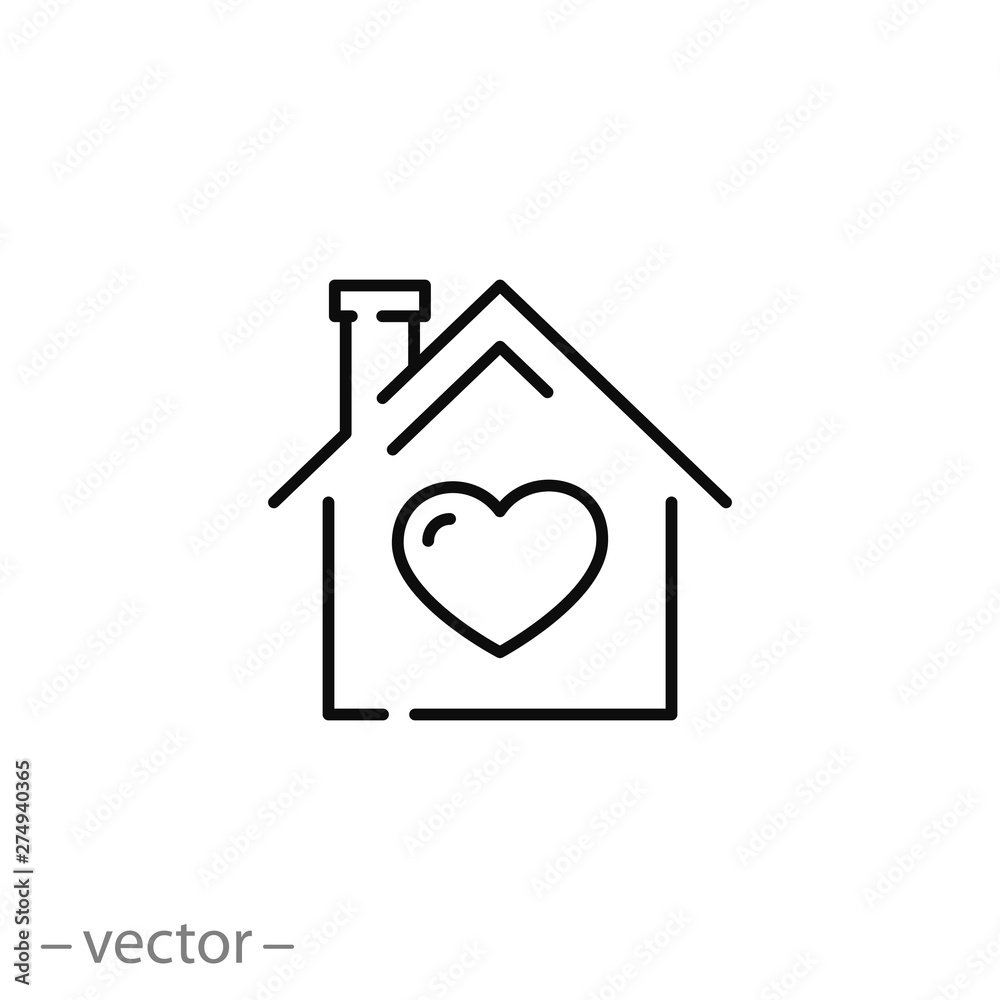 house with heart icon, home line symbol on white background - editable ...