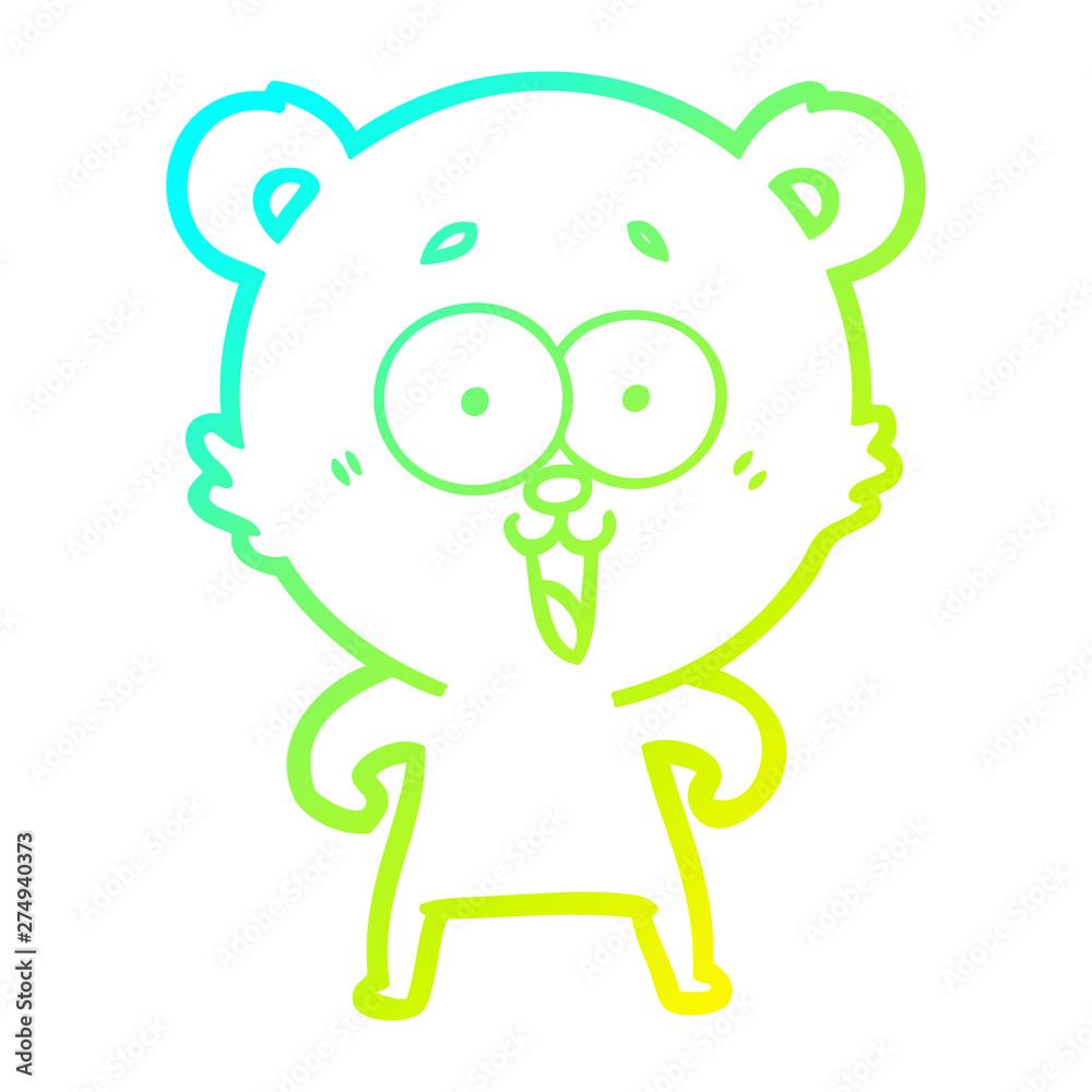 cold gradient line drawing laughing teddy bear cartoon cold gradient line drawing laughing teddy bear cartoon