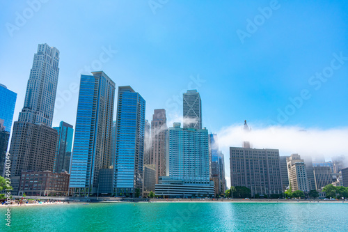 Chicago Skyline Scene with Lake Michigan and Ohio Street Beach © James