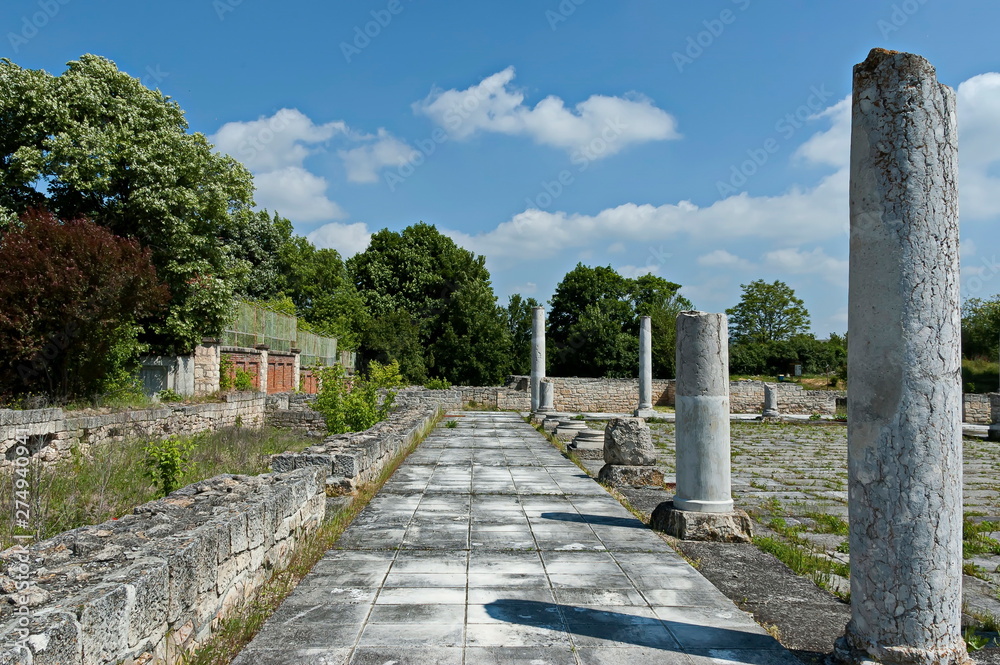 Archaeological Complex Abritus with primary conservation of part of the inner walls and columns of building in ancient Roman city in the present town Razgrad, Bulgaria, Europe