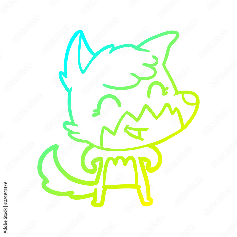 cold gradient line drawing happy cartoon fox cold gradient line drawing happy cartoon fox