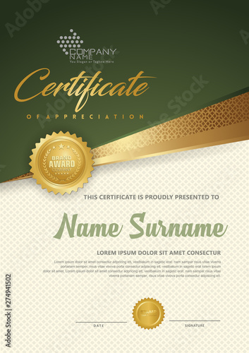 Premium diploma luxury certificate template with futuristic and elegant pattern background