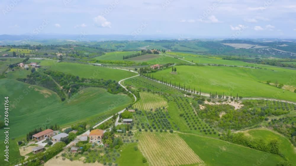 Aerial view of the Tuscany landscape in The Val d'Orcia, or Valdorcia, is a region of Tuscany, central Italy, which extends from the hills south of Siena to Monte Amiata Aerial view of the Tuscany landscape in The Val d'Orcia, or Valdorcia, is a region of Tuscany, central Italy, which extends from the hills south of Siena to Monte Amiata
