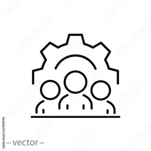 partnership team icon, business customer, facility leader line symbol on white background - editable stroke vector illustration