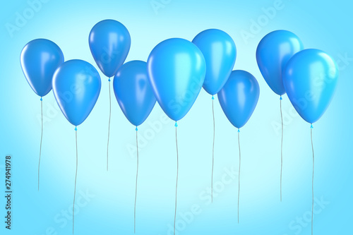 Blue Ballons on blue background.