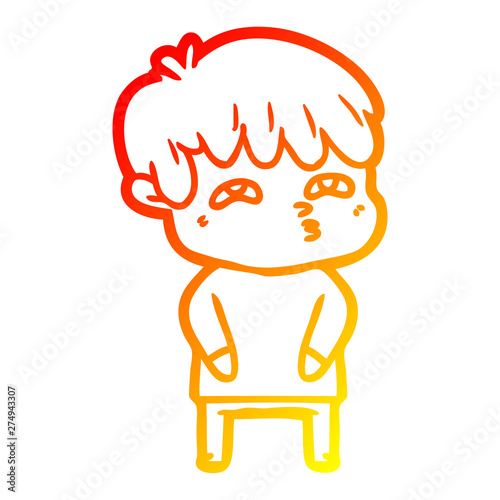 warm gradient line drawing cartoon curious man
