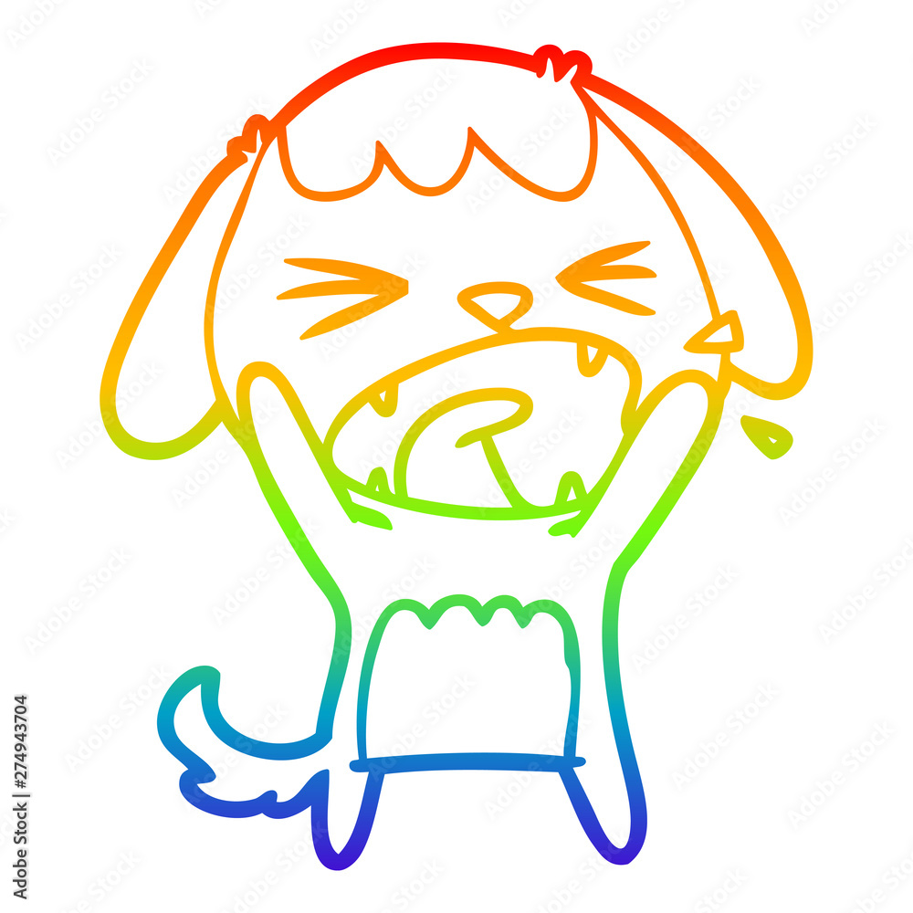 rainbow gradient line drawing cute cartoon dog barking rainbow gradient line drawing cute cartoon dog barking