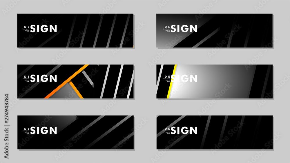 A set of modern vector banners with a line background