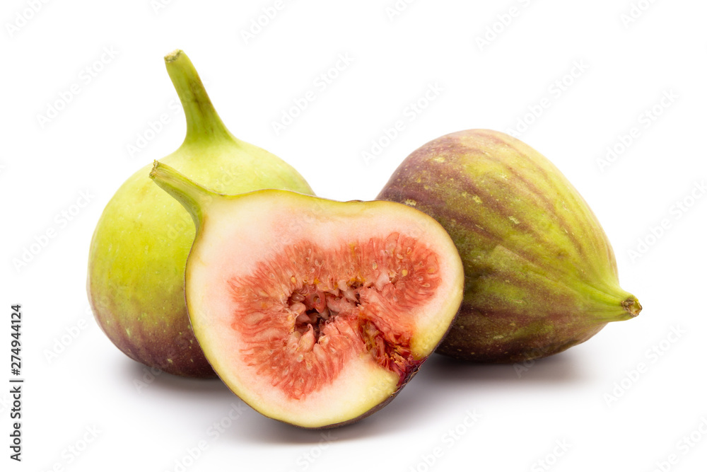 Fig fruits isolated on white background. Top view. Flat lay pattern Fig fruits isolated on white background. Top view. Flat lay pattern