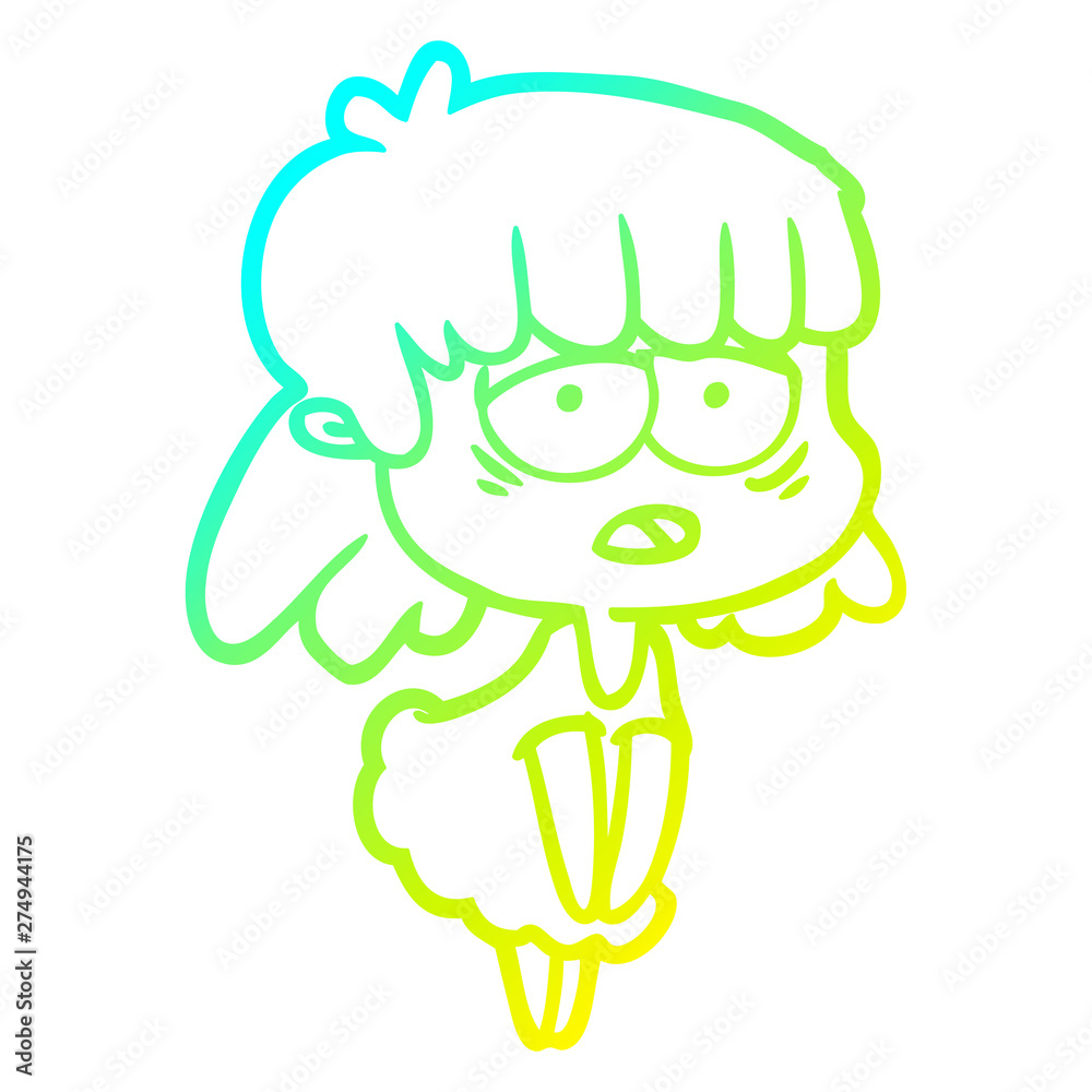 cold gradient line drawing cartoon tired woman cold gradient line drawing cartoon tired woman