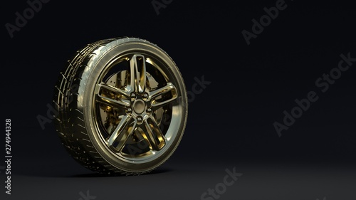 gold car wheels and alloy wheels