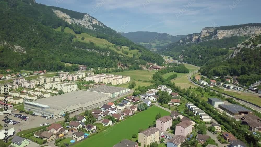 4K Aerial View Oensingen Switzerland Highway Intersection 4K Aerial View Oensingen Switzerland Highway Intersection