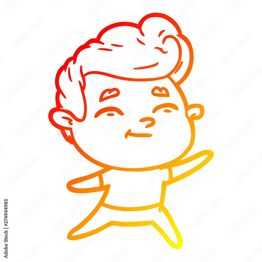 Obraz premium warm gradient line drawing happy cartoon man