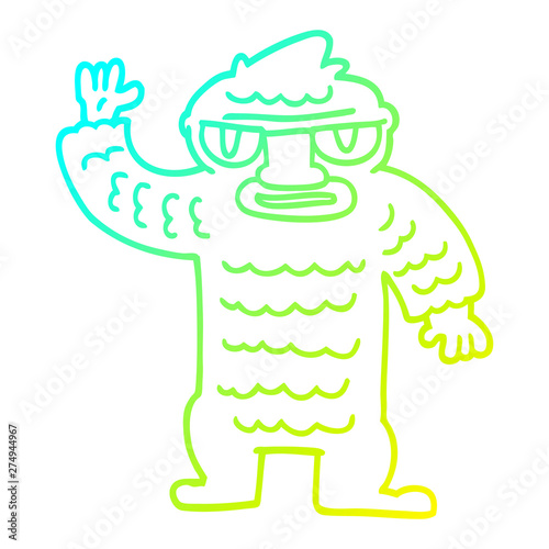 cold gradient line drawing cartoon big yeti