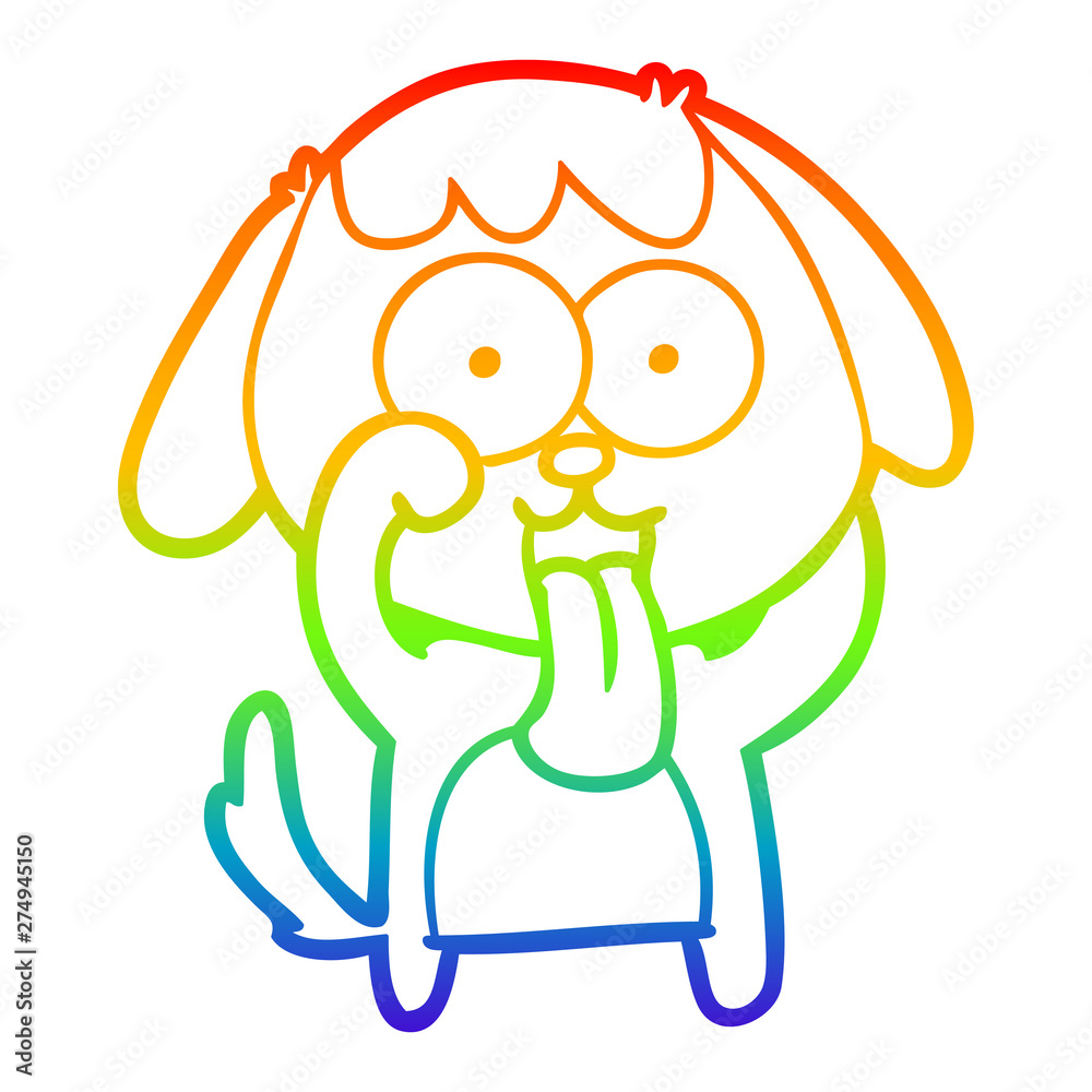 Obraz premium rainbow gradient line drawing cute cartoon dog