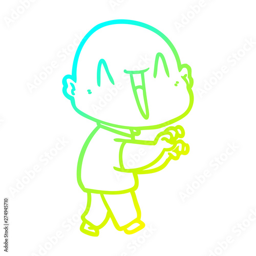 Wallpaper Mural cold gradient line drawing happy cartoon bald man Torontodigital.ca