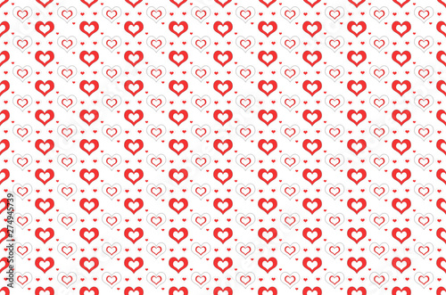 Red hearts seamless pattern on white background for fabric, textile or wallpaper. Beautiful small hearts pattern.