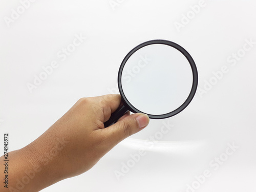 Magnifying Glass for Human Hand Hold Tools in White Isolated Background