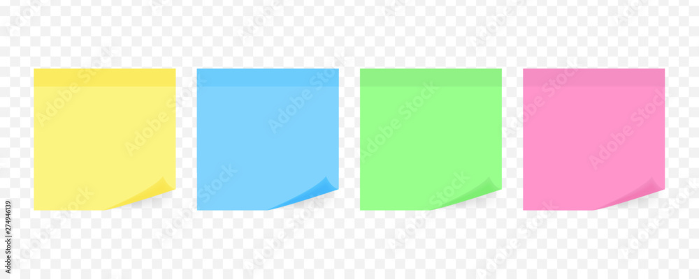 Colorful sticky note, vector illustration.