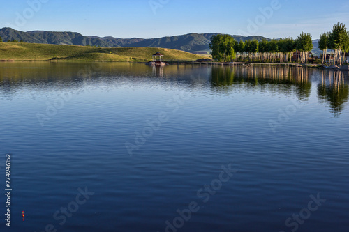 landscape with lake and trees