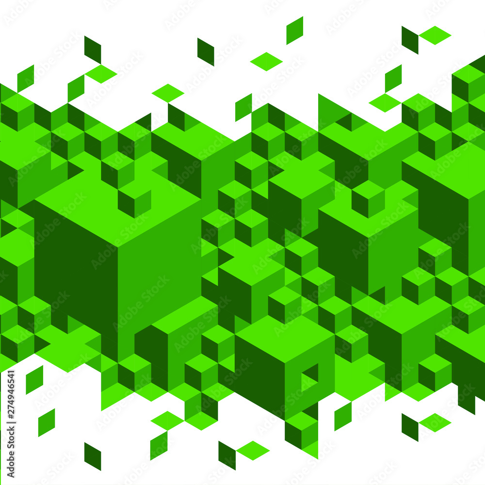 Cubes and block impossible puzzle Escher illustration