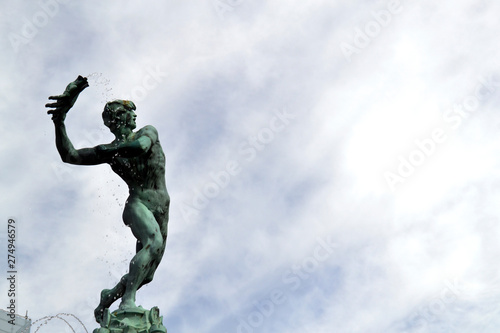  Statue of Silvius Brabo, mythical Roman soldier, from Antwerp, belgium 