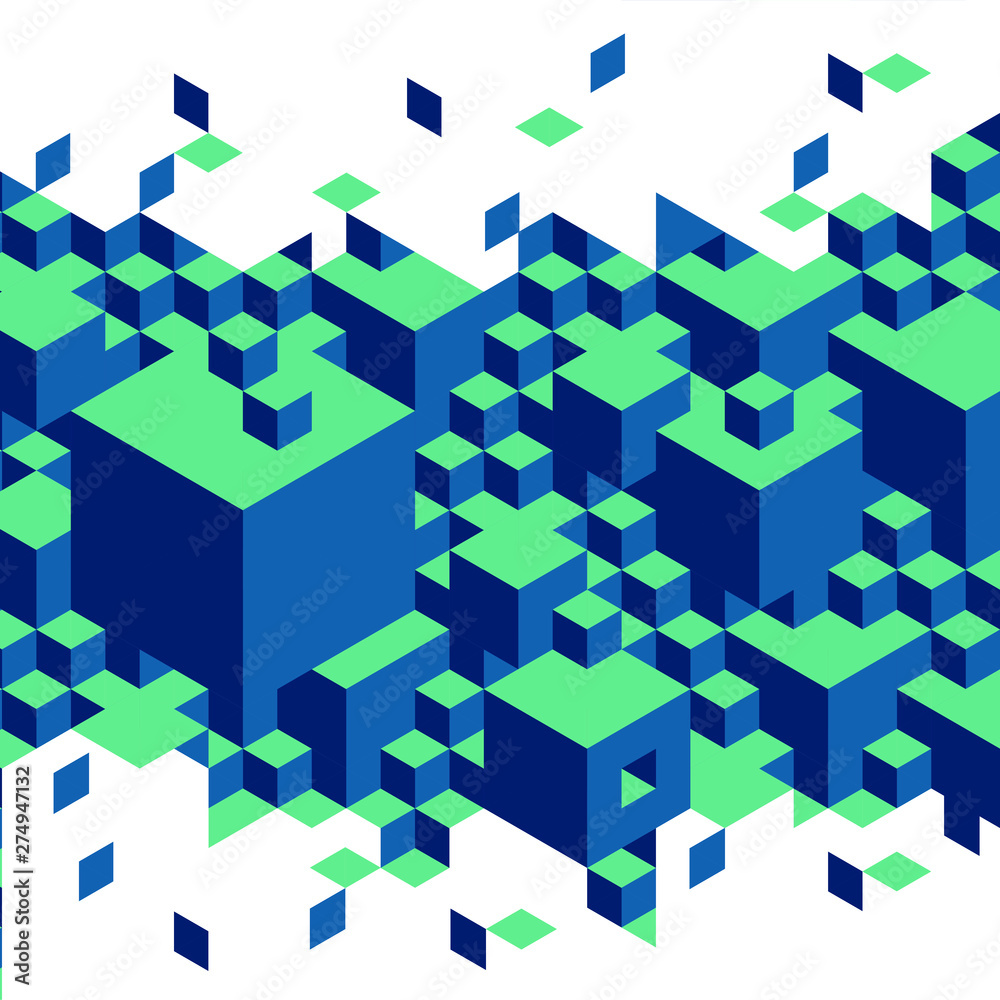 Cubes and block impossible puzzle Escher illustration