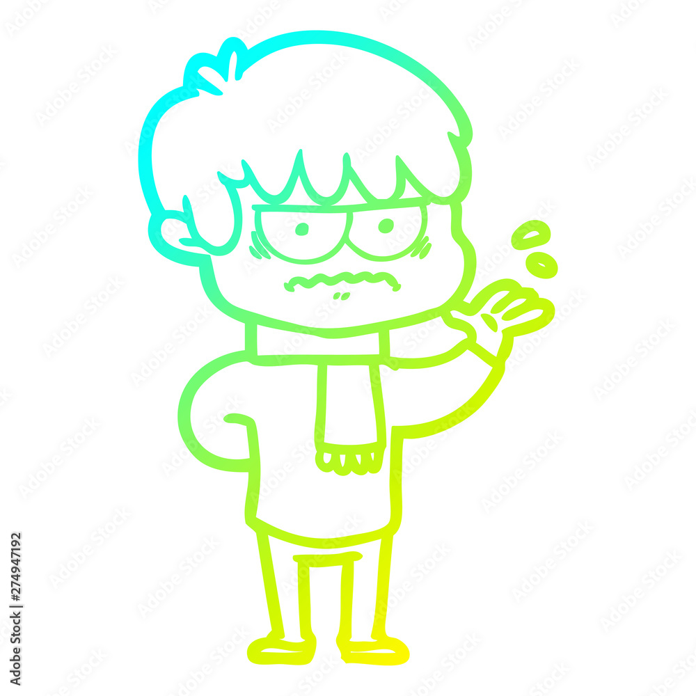 cold gradient line drawing annoyed cartoon boy cold gradient line drawing annoyed cartoon boy