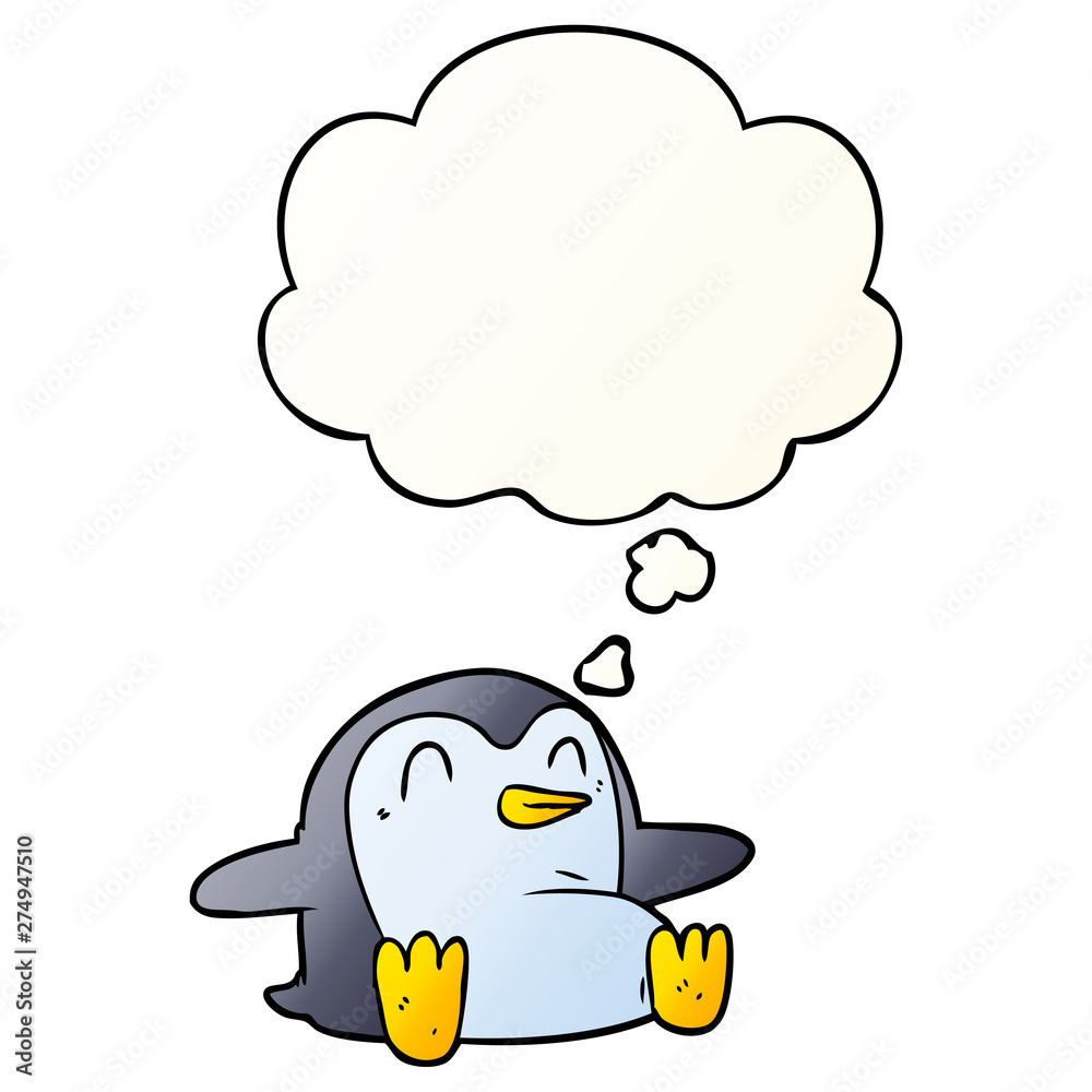 cartoon penguin and thought bubble in smooth gradient style cartoon penguin and thought bubble in smooth gradient style