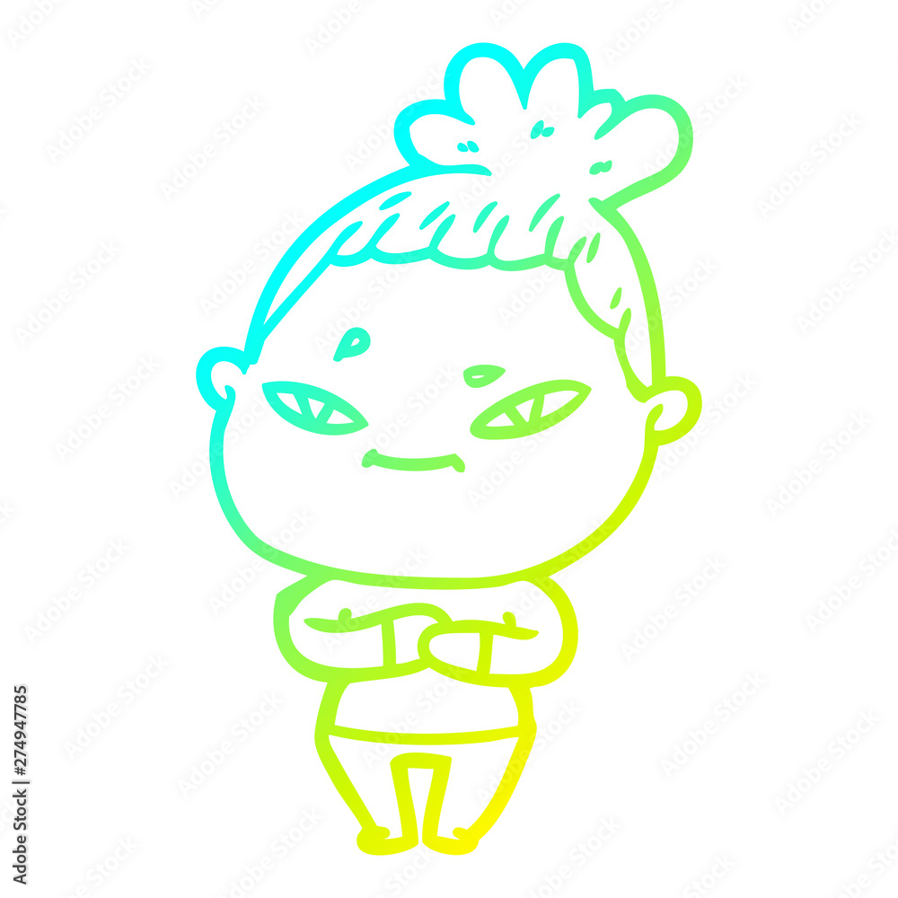 cold gradient line drawing cartoon woman cold gradient line drawing cartoon woman