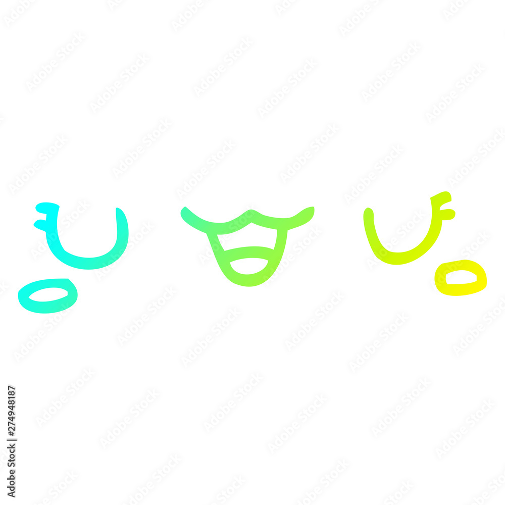 Obraz premium cold gradient line drawing cute cartoon face