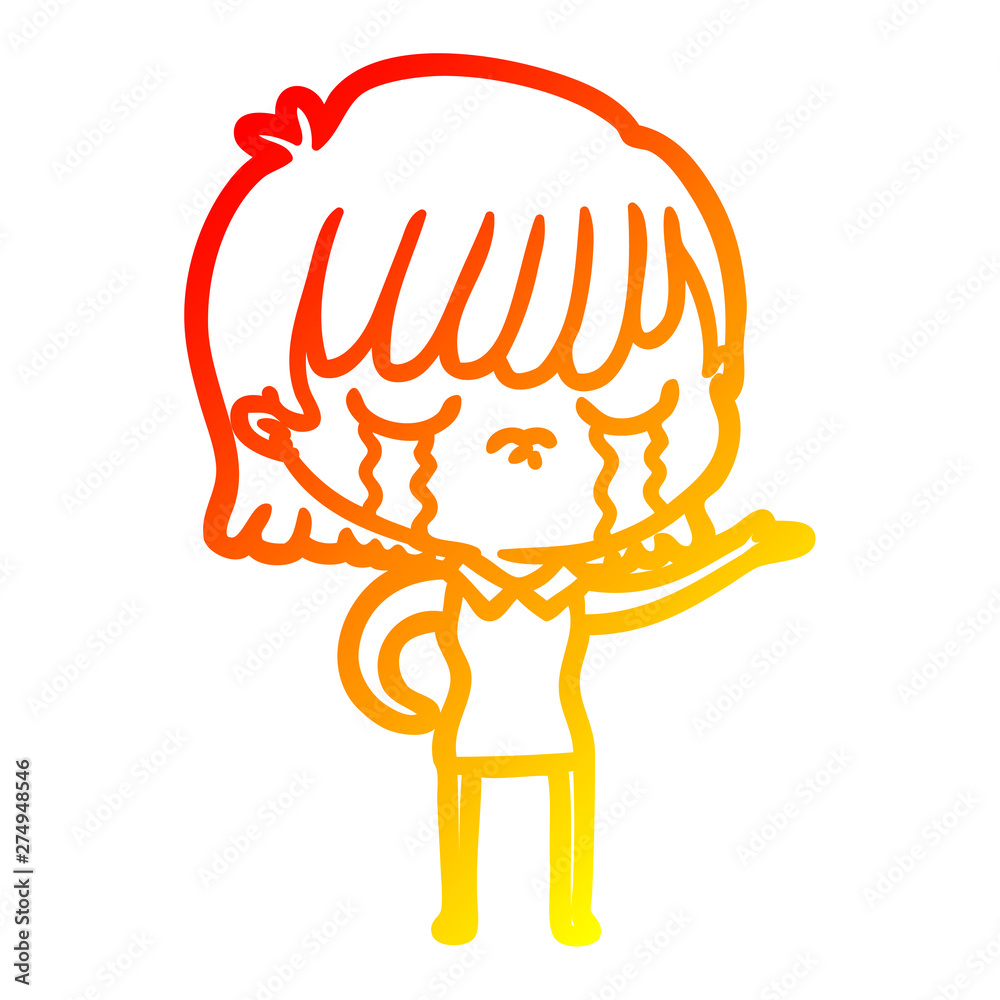 warm gradient line drawing cartoon woman crying warm gradient line drawing cartoon woman crying