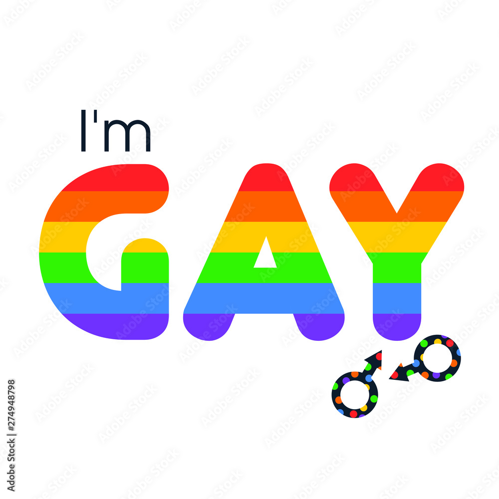 I am gay text frame, badge self acceptance symbol, lgbt color Векторный  объект Stock | Adobe Stock